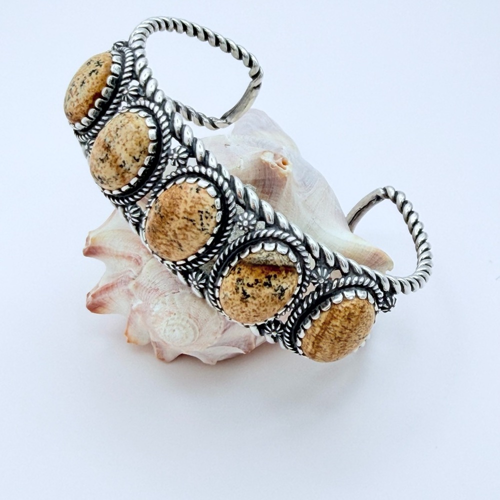 Carolyn Pollack for American West SS Jasper Cuff Bracelet – 7” Inner Diameter